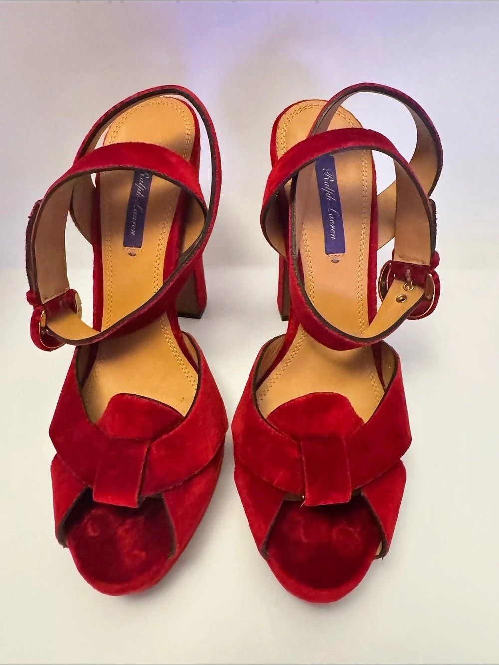 Ralp Lauren
 Red Velvet Bow Heels US 8